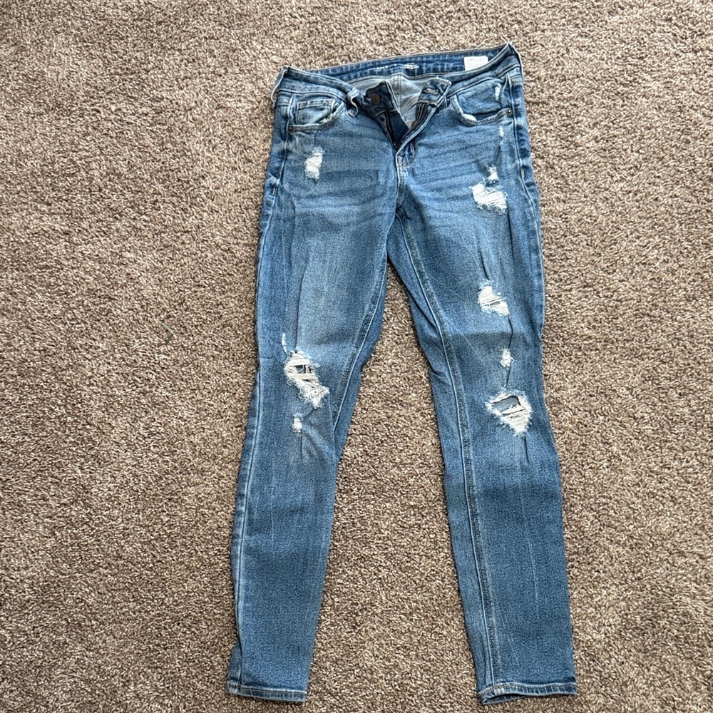Old Navy Women's Distressed Skinny Jeans - Blue